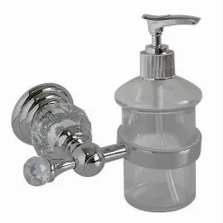 PORTA SAPONE DISPENSER SAPONE LIQUIDO VETRO MONTAGGIO PARETE BAGNO CRYSTAL 52831