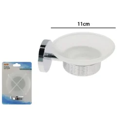 PORTA SAPONE IN ACCIAIO LUCIDO CON PIATTINO VETRO SATINATO ACCESSORI DA BAGNO 87916