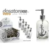 PORTA SAPONE LIQUIDO DOSATORE SILVER 450ML 8X18 CM VETRO DECORI ASSORTITI 775680