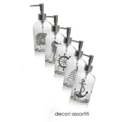 PORTA SAPONE LIQUIDO DOSATORE SILVER 450ML 8X18 CM VETRO DECORI ASSORTITI 775680