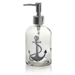 PORTA SAPONE LIQUIDO DOSATORE SILVER 450ML 8X18 CM VETRO DECORI ASSORTITI 775680