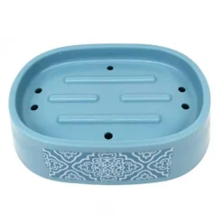 PORTA SAPONE SAPONETTA ACCESSORIO PER ARREDO BAGNO CELESTE CON MAIOLICHE 87028