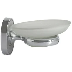 PORTA SAPONE SAPONETTA CON PIATTINO VETRO SATINATO PARETE BAGNO OVALE 52009