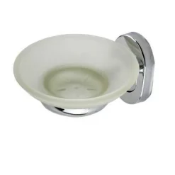 PORTA SAPONE SAPONETTA CON PIATTINO VETRO SATINATO PARETE ACCESSORIO BAGNO 69185
