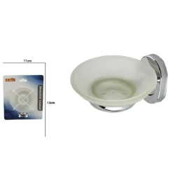 PORTA SAPONE SAPONETTA CON PIATTINO VETRO SATINATO PARETE ACCESSORIO BAGNO 69185