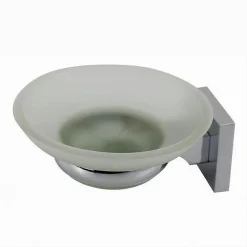 PORTA SAPONE SAPONETTA CON PIATTINO VETRO SATINATO PARETE BAGNO SQUARE 59185