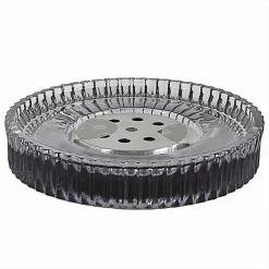 PORTA SAPONE SAPONETTA D'APPOGGIO IN VETRO RIGATO CON PIASTRA ARREDO BAGNO 10370