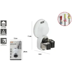 PORTA SCOPA GANCIO PER SCOPE A VENTOSA SUPPORTO PARETE APPENDISCOPA 11X6CM 59556