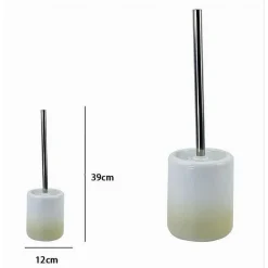 PORTA SCOPINO ARREDO BAGNO WC TOILETTE BIANCO GIALLO CON SCOPINO COMPLETO 59905