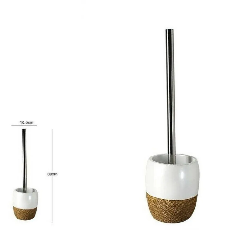 PORTA SCOPINO BAGNO CON SCOPETTINO WC BAGNO IN CERAMICA BIANCA CORDA 39CM 10378