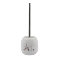 PORTA SCOPINO BIANCO DECORATO SCRITTA PARIS PORTASCOPINO ACCESSORIO BAGNO 87038