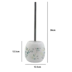 PORTA SCOPINO BIANCO DECORATO FIORI FOGLIE PORTASCOPINO ACCESSORI BAGNO 87052