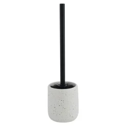 PORTA SCOPINO CON SCOPETTINO NERO WC BAGNO CERAMICA BIANCO EFFETTO PIETRA GRANITO 87808