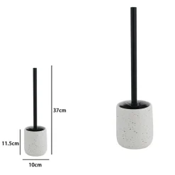 PORTA SCOPINO CON SCOPETTINO NERO WC BAGNO CERAMICA BIANCO EFFETTO PIETRA GRANITO 87808