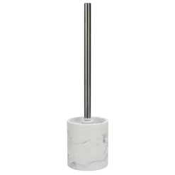 PORTA SCOPINO CON SCOPETTINO WC BAGNO EFFETTO MARMO BIANCO ACCESSORIO ARREDO 87832