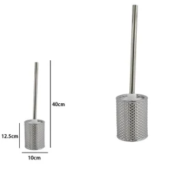 PORTA SCOPINO DECORATO SILVER CON EFFETTO CUORICINI CON SCOPINO ACCESSORIO BAGNO 87820