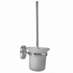 PORTA SCOPINO WC COMPLETO VETRO SATINATO FISSAGGIO A PARETE BAGNO OVALE 52017