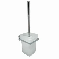 PORTA SCOPINO WC SCOPETTINO COMPLETO VETRO SATINATO FISSAGGIO PARETE BAGNO CUBO 87220