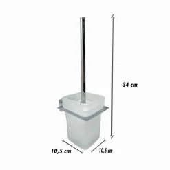 PORTA SCOPINO WC SCOPETTINO COMPLETO VETRO SATINATO FISSAGGIO PARETE BAGNO CUBO 87220