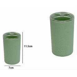 PORTA SPAZZOLINI BICCHIERE ACCESSORIO BAGNO VERDE A 3 FORI PORTASPAZZOLINI 79786