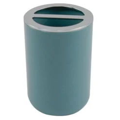 PORTA SPAZZOLINI BICCHIERE ACCESSORIO BAGNO 2 FORI VERDE PETROLIO SILVER 69474