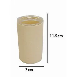 PORTA SPAZZOLINI BICCHIERE ACCESSORIO ARREDO BAGNO BEIGE LAVORATO 3 FORI 79790