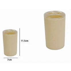 PORTA SPAZZOLINI BICCHIERE ACCESSORIO ARREDO BAGNO BEIGE LAVORATO 3 FORI 79790