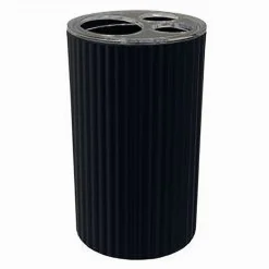 PORTA SPAZZOLINI BICCHIERE PER ARREDO BAGNO GRIGIO SCURO RIGATO A 3 FORI 79170