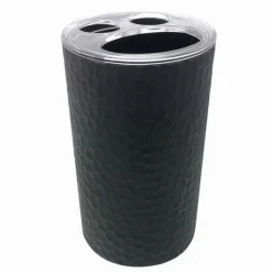 PORTA SPAZZOLINI BICCHIERE ACCESSORIO BAGNO NERO 3 FORI PORTASPAZZOLINI 79182