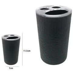 PORTA SPAZZOLINI BICCHIERE ACCESSORIO BAGNO NERO 3 FORI PORTASPAZZOLINI 79182