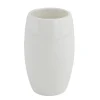 PORTA SPAZZOLINI BICCHIERE BIANCO PELLE ACCESSORIO ARREDO DA BAGNO ELEGANTE 87787