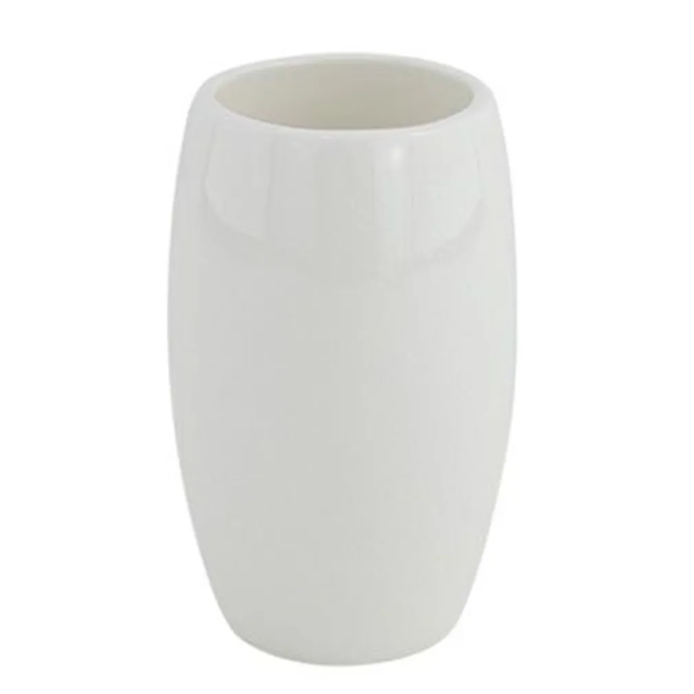 PORTA SPAZZOLINI BICCHIERE BIANCO PELLE ACCESSORIO ARREDO DA BAGNO ELEGANTE 87787