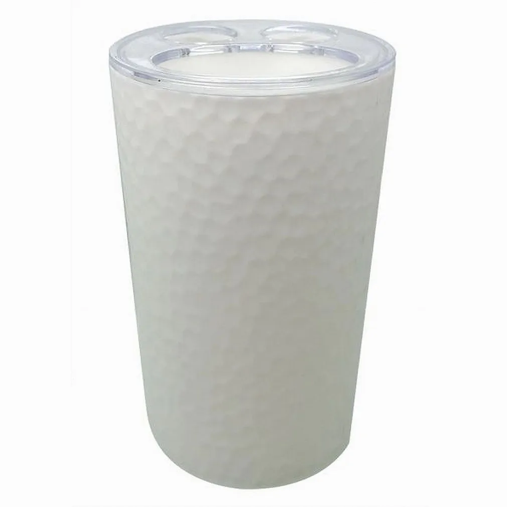 PORTA SPAZZOLINI BICCHIERE ACCESSORIO ARREDO BAGNO BIANCO LAVORATO 3 FORI 79174