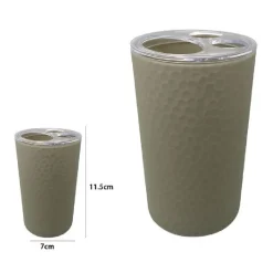 PORTA SPAZZOLINI BICCHIERE ACCESSORIO BAGNO BEIGE 3 FORI PORTASPAZZOLINI 79178