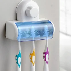 PORTA SPAZZOLINI DA DENTI A 5 POSTI CON ATTACCO A VENTOSA A PARETE PER BAGNO