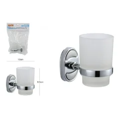 PORTA SPAZZOLINI DENTIFRICIO BICCHIERE VETRO SATINATO PARETE BAGNO OVALE 52007