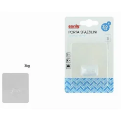 PORTA SPAZZOLINO DA DENTI GANCIO AUTOADESIVO TRASPARENTE DA PARETE BAGNO 87751