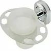 PORTA SPAZZOLINO DENTIFRICIO CON BICCHIERE IN VETRO SATINATO ACCESSORI BAGNO