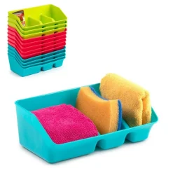 PORTA SPUGNE PORTASPUGNE A 3 SCOMPARTI 21X13XH7.5CM IN PLASTICA COLORATA 11258