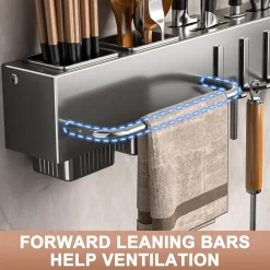 PORTA UTENSILI CON 6 GANCI ADESIVO APPENDI MESTOLI PORTA COLTELLI GADGET DA CUCINA