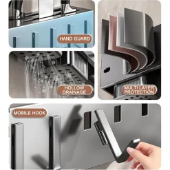 PORTA UTENSILI CON 6 GANCI ADESIVO APPENDI MESTOLI PORTA COLTELLI GADGET DA CUCINA