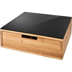 PORTACAPSULE BAMBÙ CON CASSETTO 4 SCOMPARTI ORGANIZZATORE CAPSULE CIALDE CAFFÈ TISANE TÈ