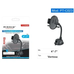 PORTACELLULARE UNIVERSALE PER SUPPORTO SMARTPHONE 4" - 7" A VENTOSA AUTO PT-C023