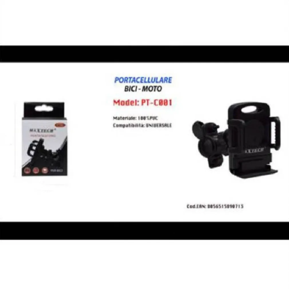 PORTACELLULARE UNIVERSALE MAXTECH PT-C001 PER BICICLETTA BICI MOTO IPAD NAVIGATORE