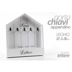 PORTACHIAVI LETTERE POSTA APPENDINO TAVOLO DA PARETE MURO LEGNO 27X3X30CM 715358