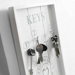 PORTACHIAVI PANNELLO APPENDI CHIAVI IN LEGNO 4 GANCI 24 X 32 CM I LOVE MY HOME