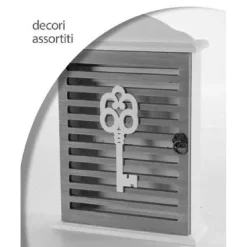 PORTACHIAVI PARETE 19X6X28 CM IN LEGNO CHIAVE APPENDINO DECORI ASSORTITI 762567
