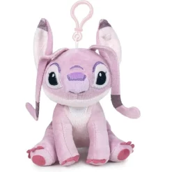 PORTACHIAVI STITCH ANGEL PELUCHE MORBIDO ROSA LILO & STITCH CON CLIP PER BORSA