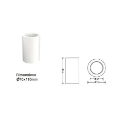 PORTAFARETTO A CILINDRO GESSO SOFFITTO VERNICIABILE SUPPORTO FARETTI GU10 GS-C11