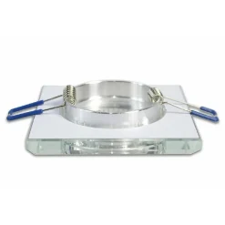 PORTAFARETTO DA INCASSO QUADRATO IN VETRO EFFETTO SPECCHIO FORO 60MM ARGENTO P18